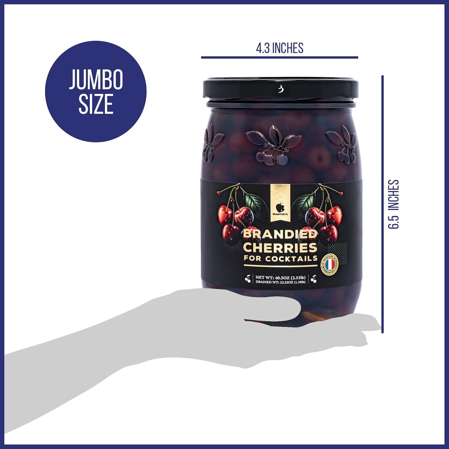 Brandied Cocktail Cherries, French Morello Cherries in Kirsch Brandy, 2.5lb, by Gourmanity