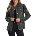 thumbnail image 1 of Chaqueta de mezclilla INSPIRE CHIC para mujeres, chaqueta de jean desgastada con botones y bolsillos, 1 of 6