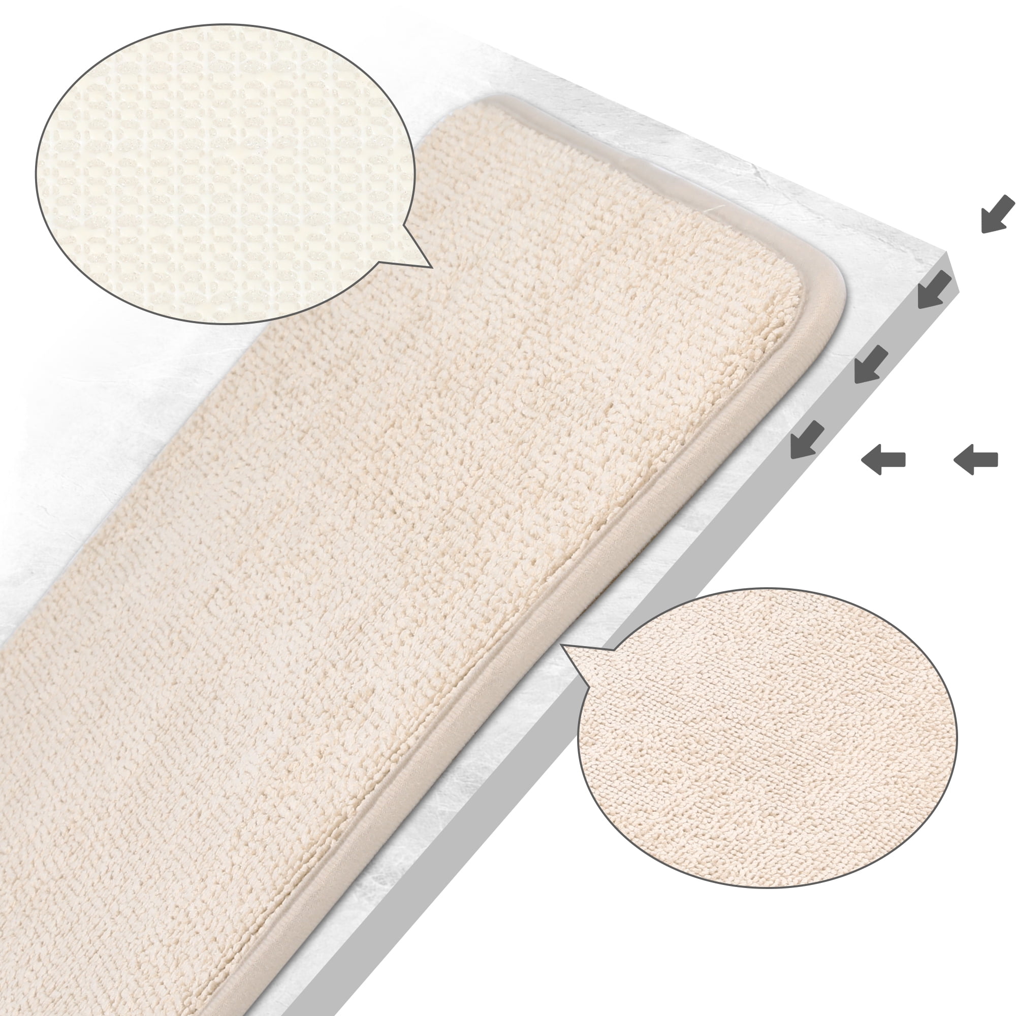 Unique Bargains Bathroom Rug Soft Non Slip Memory Foam Mat Khaki 20" x 32"