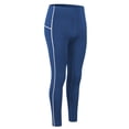 thumbnail image 1 of Fvwitlyh Collants Femme Contrôle du Ventre Femme Uni Décontracté Patchwork Coupe Ajustée Chaud Taille Haute Poche Pantalon de Yoga Bleu,G, 1 of 4