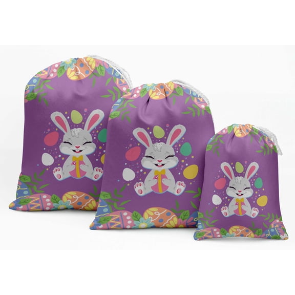 Darling Souvenir Purple Rabbit & Egg Easter Party Supplies Gift Pouches Favor Candy Bags 15 Pieces