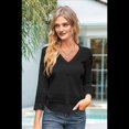 thumbnail image 5 of Women'S Cropped Cardigan 3/4 Sleeve Crochet Shrug Hollowed-Out Knit Sweater Tops Black XXL, 5 of 7