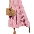 thumbnail image 4 of Gvmfive Womens Casual Solid Color Sleeveless Tiered Dress Pleated Swing Maxi Dress, 4 of 4