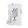 thumbnail image 4 of Youyipin Womens Tops Womens Flower Print Crewneck Tank Tops Graphic Curved Hem Sleeveless Tops Summer Casual Loose Fit Shirts Beach Vacation Clothes For Women, 4 of 4