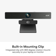 MEE audio 4K Ultra HD Professional Webcam with Wide Angle Lens, 4x Digital Zoom, and Dual Active Noise Cancelling Microphones for Conference Use