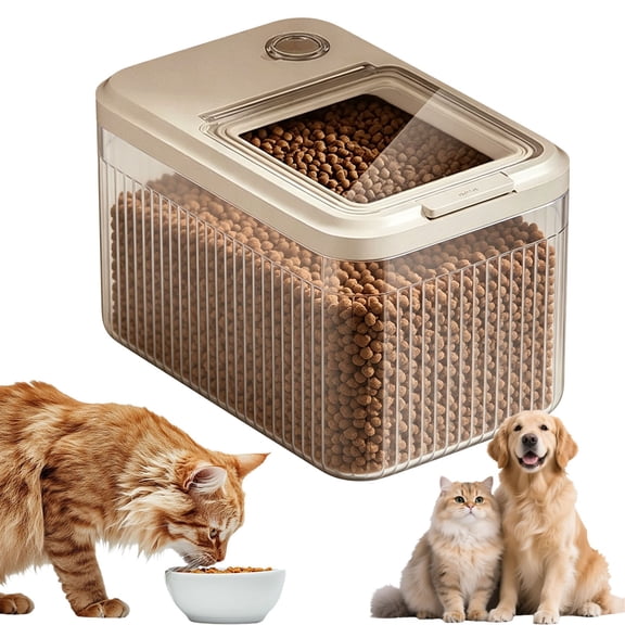 Airtight Pet Food Storage Container, Dog Cat Food Keeper with Lid, Dry Kibble Grain Rice Storage Bin, Includes 1 Transparent 20lb Pet Food Storage Bucket