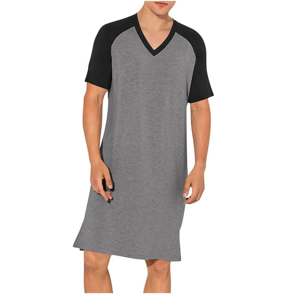 Betivan Men's Pajama Romper Solid Color V-neck Raglan Short Sleeve Loose Casual Soft Breathable Loungewear For Daily Home Leisure Sleepwear Night Wear Lounge