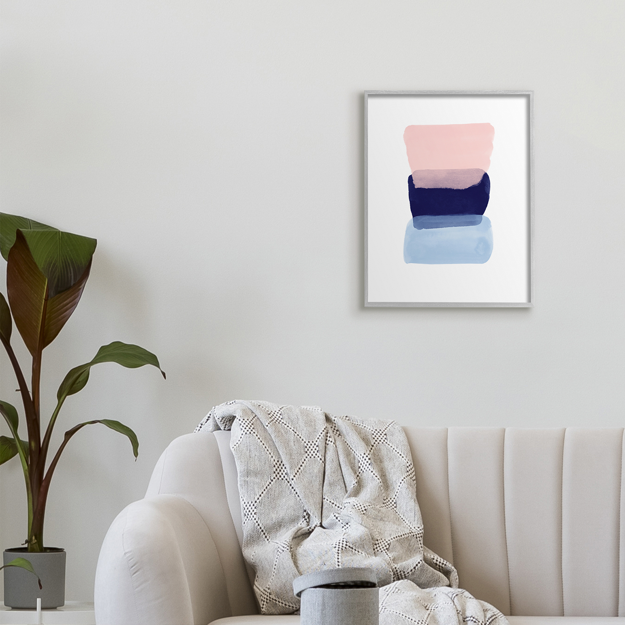 Stupell Industries Layered Squares Abstract Sides Blue Pink,16 x 20,Designed by Seven Trees Design