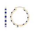 thumbnail image 4 of Yafe 18K Gold Plated Inside Out Hoop Huggie Earrings Gold Hoop with Blue and White CZ Stones, 4 of 4