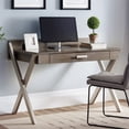 thumbnail image 4 of Atlin Designs Computer Desk in Smoke Gray and Brushed Nickel, 4 of 13