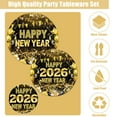 thumbnail image 2 of Tumao Happy New Years Party Decorations, New Years Plates and Napkins Party Supplies, Black Gold Theme Tableware Set for Family 81Pcs 20 Guests, 2 of 6