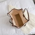 thumbnail image 3 of Bolsa De Hombro Bolso de mano para mujer, Bolso de mano de PU a la moda, Bolso de compras tejido (marrón), 3 of 9