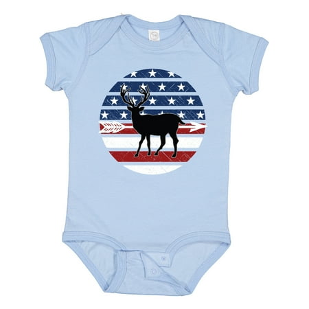 

Inktastic Deer Bow Hunting USA Flag Boys or Girls Baby Bodysuit