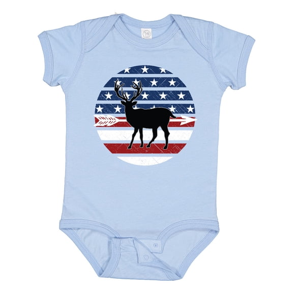 Inktastic Deer Bow Hunting USA Flag Boys or Girls Baby Bodysuit