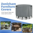 thumbnail image 3 of Zenicham Round Patio Furniture Covers,210T Gray Checkered Polyester Waterproof Patio Furniture Covers, Tear-Resistant Round Patio Table and Chairs Cover, Outdoor Furniture Cover 84" DIa X 28"H, 3 of 7