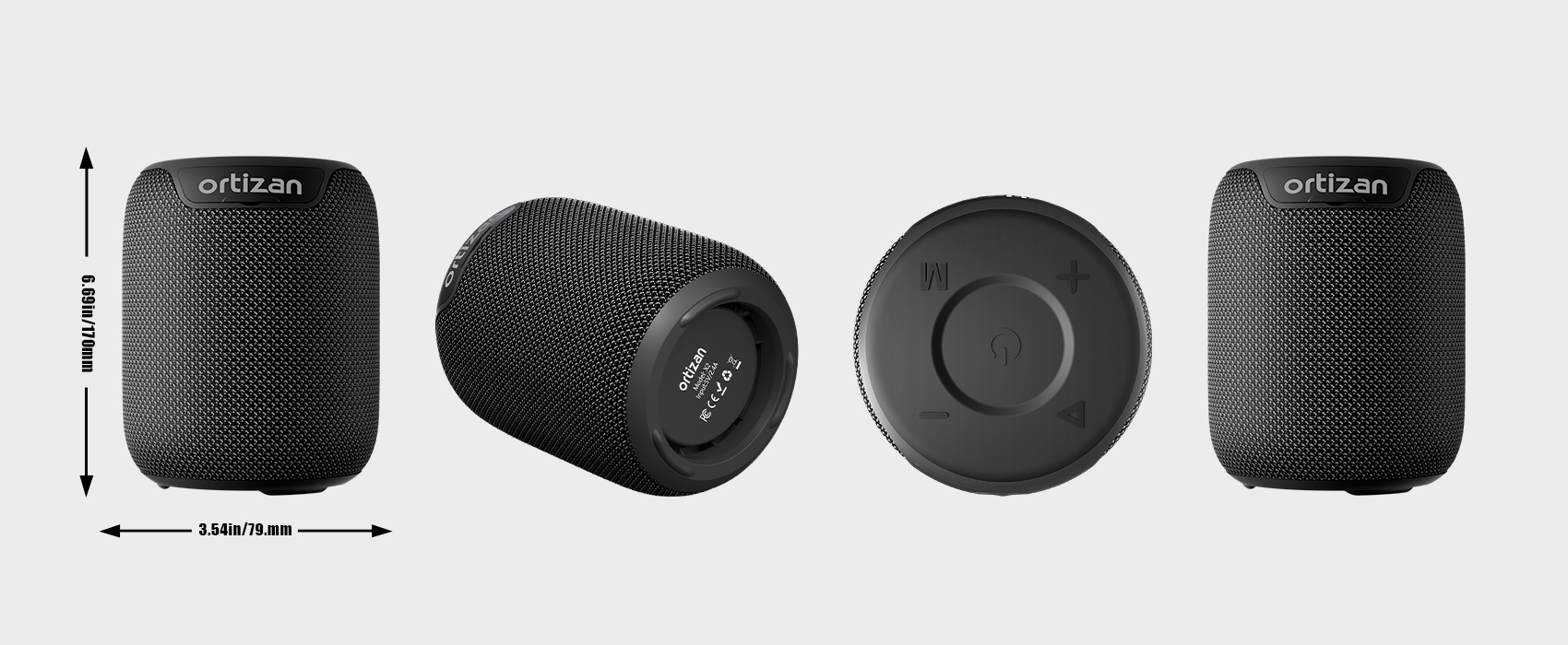 Ortizan X2 Mini Portable Wireless 5.3 Bluetooth Speaker, IPX7 Waterproof Outdoor Speaker with 15W Stereo Sound, 15H Playtime,Stereo Pairing