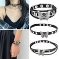 thumbnail image 5 of TIERPOP Sexy Harajuku PU Leather Chain Butterfly Pendant Necklaces Bracelet Women Men Punk Gothic Choker Necklace Cool Collar, 5 of 19