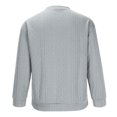 thumbnail image 4 of Wyobmus Mens Crewneck Sweaters Solid Color Long Sleeve Jacquard Weave Knitwear Round Neck Sweaters Tops Gray, 4 of 4