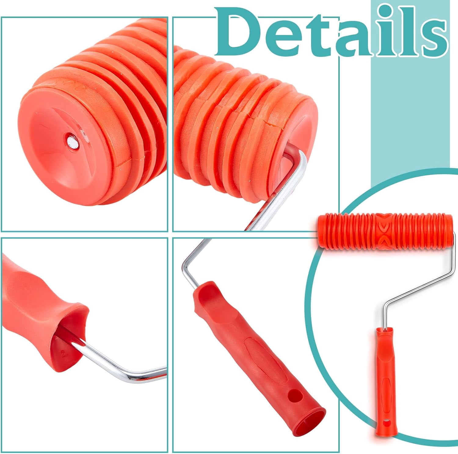 ABPETE 2 Pcs 7'' Texture Roller Pattern Paint Roller for Wall Decoration Classic Rubber Roller Texture Roller Tool to Add Design to Thick Slurry Elastomeric Coatings, Not Paint Rollers (Eg300t)