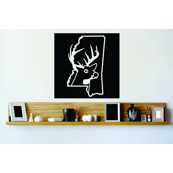 Mississippi Wild Deer Buck Hunt Deer Predator Doe Hunting Bow Arrow Bulls Eye Wilderness Camouflage Holiday Gift Ideas Girl Boy Bedroom Wall Decal Sticker - Size: 34 Inch x 34 Inch