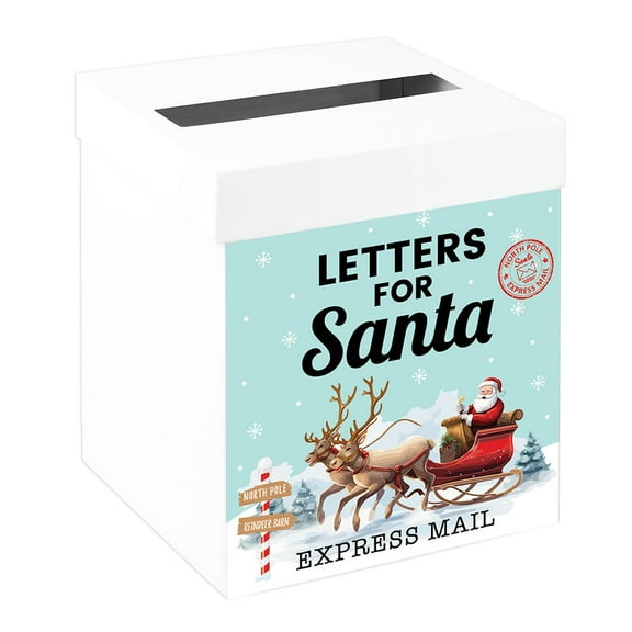 Santa Mailbox Santa on Sleigh with Reindeer, Letters to Santa Holiday Decor