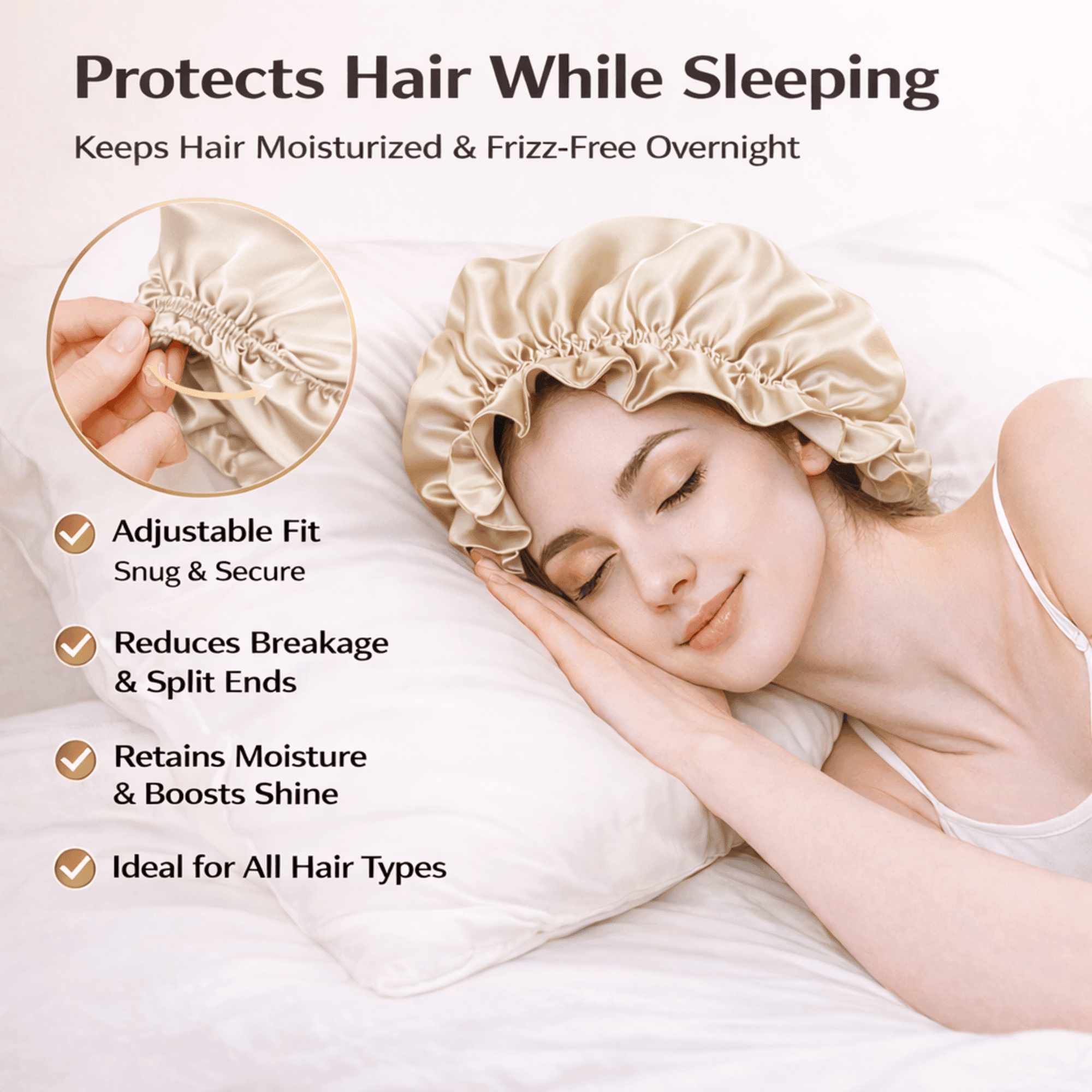 100% Mulberry Silk Reversible Sleep Bonnet – 22 Momme, Double-Sided Silk Hair Wrap & Night Cap for Women