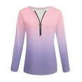 thumbnail image 4 of Samickarr Gradient Zipper Sweatshirt for Women Long Sleeve V Neck Casual Tunic Tops Fall Fashion Loose Blouse, 4 of 5