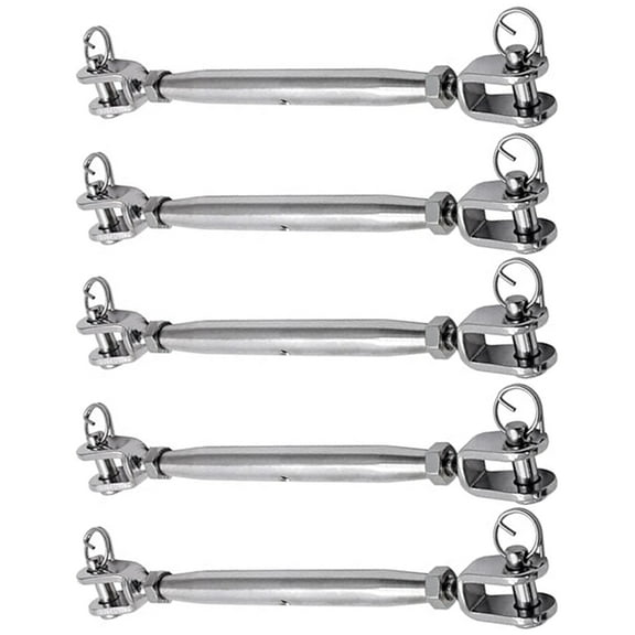 Pack Of 5 Stainless Steel Jaw and Jaw Turnbuckles Heavy Duty Adjustable Tensioning Tool For Rope Cables Marine Rigging