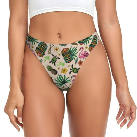 Sigee Tropical Mask Flamingo for Women s G-String Panty  Low Rise  Soft Lace Perfect for Everyday Wear or Special Occasions-Medium