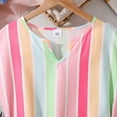 thumbnail image 4 of Ugoldhm Girls V-Neck Dresses Summer Fashion Striped Short Sleeve Cotton A Line Dress 8-12 Years, 4 of 8