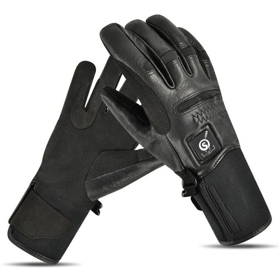 SNOW DEER Electric Heated Gloves Warm Men Women Sheepskin Leather Waterproof Rechargeable Battery Warm Hand Ski Glove