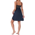 thumbnail image 3 of INSPIRE CHIC Womens Babydoll Lingerie Chemise Sheer Lace V Neck A Line Spaghetti Strap Midi Nightgown Pajama Dress XL Navy, 3 of 6