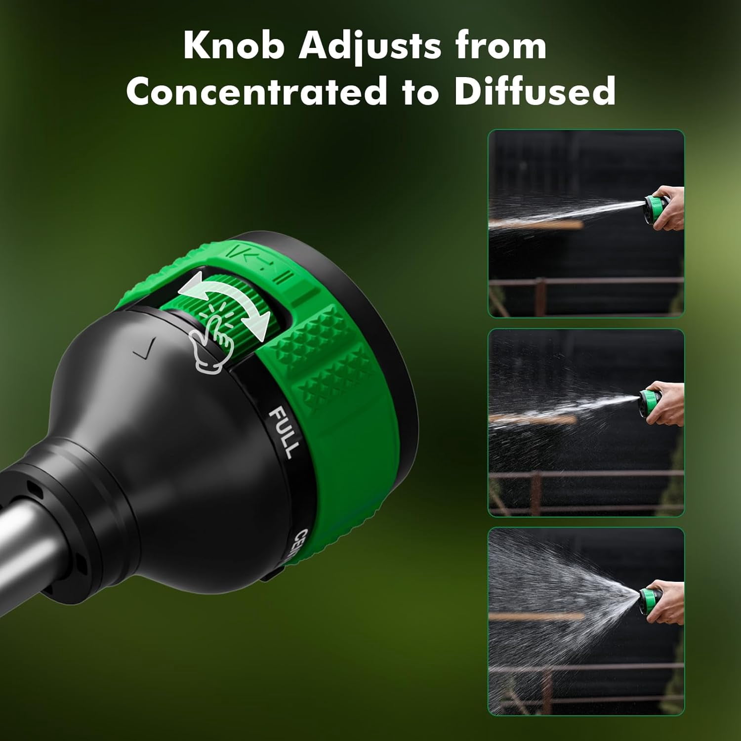 2-in-1 Watering Wand, Heavy Duty Metal Garden Hose Wand with 9 Spray Patterns, Multi-Function Hose Nozzle Sprayer with Thumb Flow Control, Ideal to Water Hanging Baskets and Shrubs