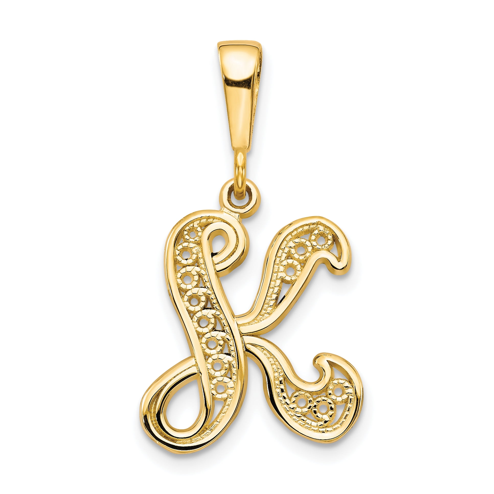 Carat in Karats 10K Yellow Gold Initial K Pendant Charm With 14K