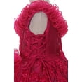 thumbnail image 3 of One Shoulder Corset Princess Flowers Girls Dress with Ruffle Organza Skirt Prom Red 2-10, 3 of 5