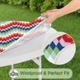thumbnail image 5 of Vibrant Boho Tablecloth with Elastic Hem and Floral Pattern, Stretch Fit for Round Tables 52-56 Inches, Durable Fabric, 5 of 7