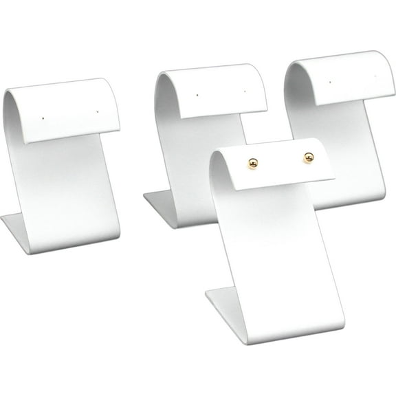 4 White Leather Earring Display Stands Jewelry 3.25"