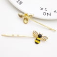 thumbnail image 5 of 1 pieza de horquillas de abeja dulce, pasadores laterales encantadores, horquillas para niñas, dama (negro y amarillo), 5 of 5