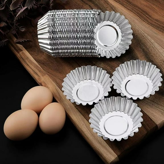 Masteelf 20pcs Aluminum Alloy Tart Pans Egg Tart Molds For Baking Multi-Functional For Cupcakes Cookies And Desserts Small Pie Pans