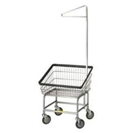 R&B Wire 100T91 Front Loading Wire Frame Metal Laundry Cart with Single Pole Rack - Chrome