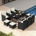thumbnail image 4 of Costway 11 Pieces Patio Dining Set Space-saving Wicker Chairs & Tempered Glass Table, 4 of 11