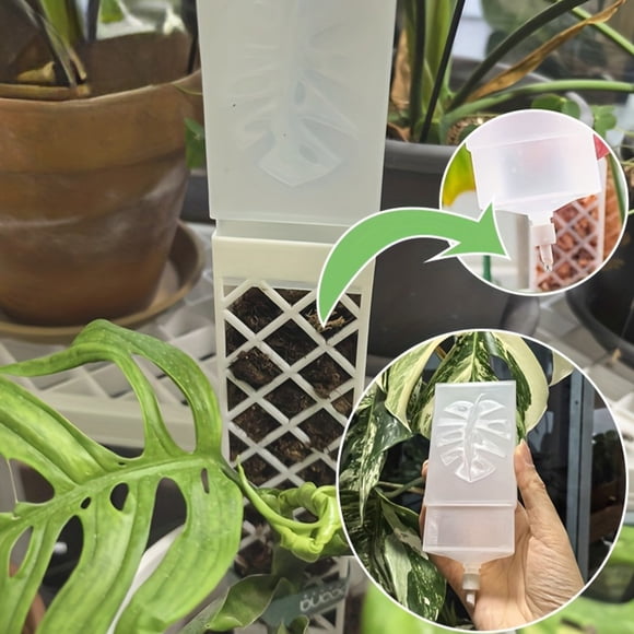 Adjustable D-Shaped Auto Watering Spike for Indoor Outdoor Plants with 200mL Drip Irrigation and Stackable Height for Vines and Moss Poles