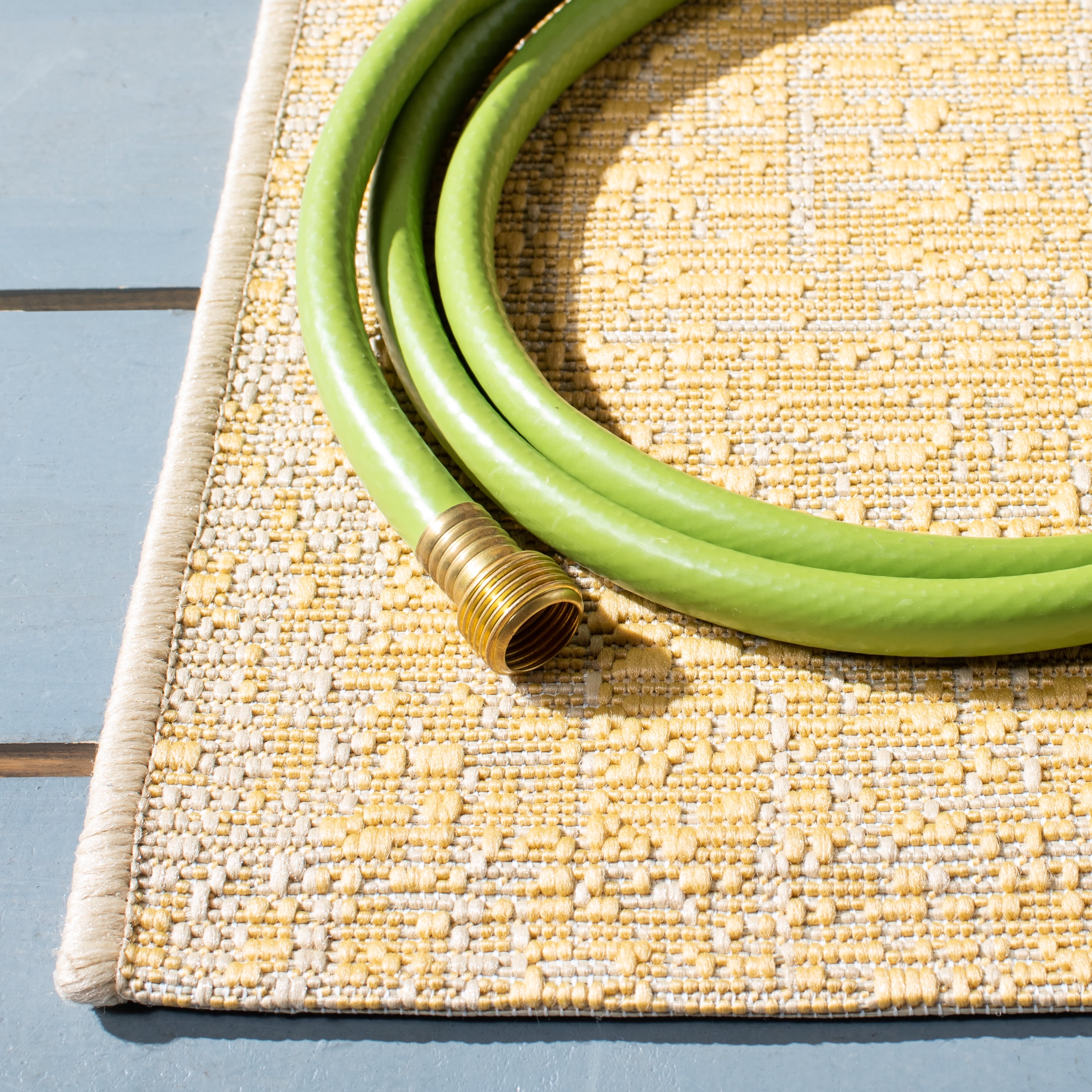 Safavieh Courtyard Adam Striped Indoor/Outdoor Area Rug, Beige/Gold, 6'7" x 9'6"