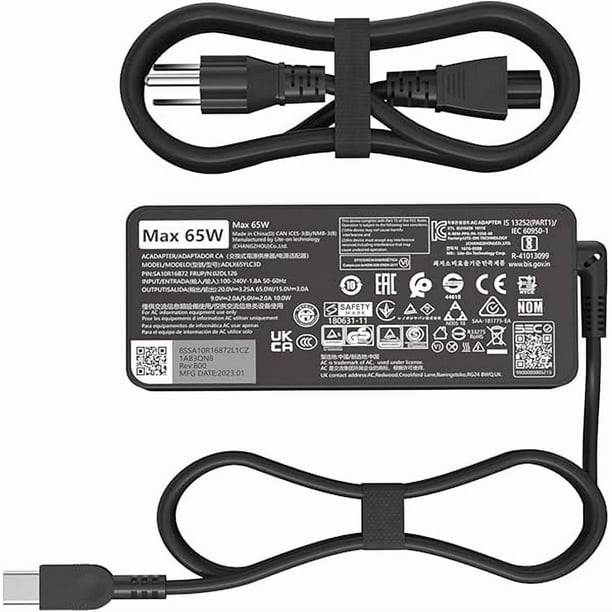 wonima11 65W USB C Type c AC Charger Compatible with Lenovo ThinkPad T480 T480S ADLX65YLC3D 4X20M26268 ADLX65YLC2A ADLX65YAC2A ADLX65YCC2A ADLX65YDC2A Laptop Power Supply Adapter Cord