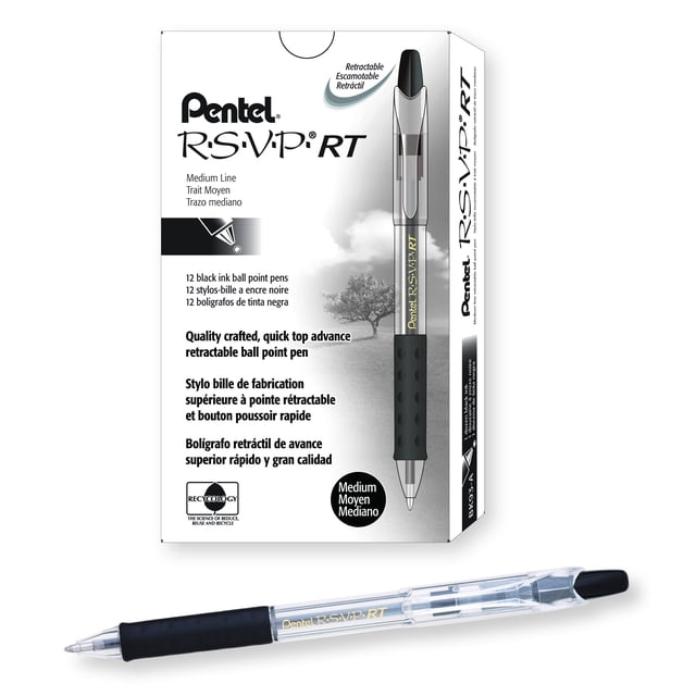 Bolígrafos Pentel R.S.V.P. RT Punta Media 1.0mm Paquete de 12