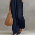 thumbnail image 5 of NMMUED Women's Swimsuit Cover Up Crochet Jumpsuit V Neck Sleeveless Knit Romper Bathing Suit Coverups Wide Leg Pants Summer Vacation Beachwear Resort Outfits Navy L, 5 of 8