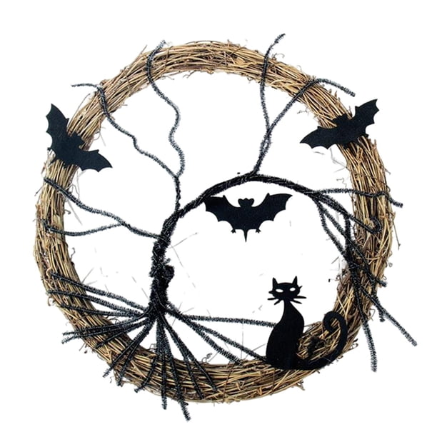 Corona de Halloween, corona brillante, corona iluminada, guirnalda colgante espeluznante y espeluznante para pared, fiesta en casa, accesorios para