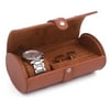 Leather Watch & Cufflink Travel Case - Tan Leather - 7W x 2.75H in.