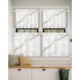 thumbnail image 2 of White Gray Marble Short Blackout Curtains 45 Inch Long Gold Lines Abstract Modern Rod Pocket Kitchen Curtains, 2 Panels Thermal Insulated Room Darkening Drapes for Bedroom, 42"W x 45"L, 2 of 5
