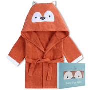 BlueMello Baby Fox Bathrobe | Ultra-Soft Hooded Robe for Toddlers 0-6 Months | Essential Bath Towel for Infants | Ideal for Baby Boy Accessories and Newborn Registry | Perfect Baby Girl Shower Gift
